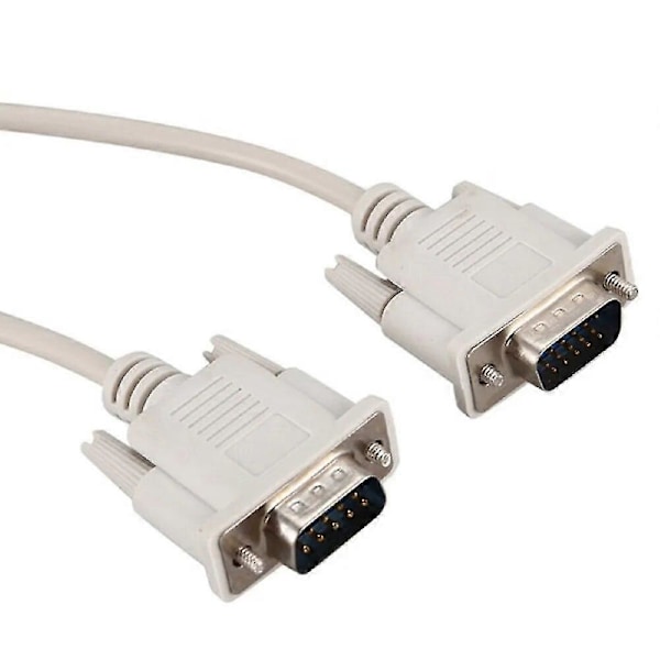 1,5m Rs232 Db9 9-pin hane till Vga Video 15-pin hane adapterkabel ljusgrå