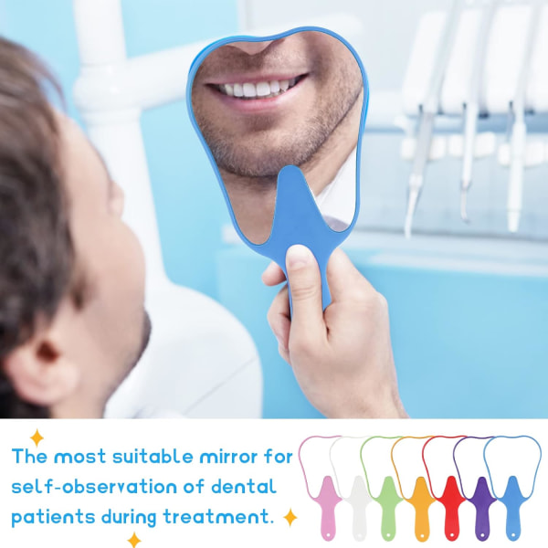 Söt tandformad spegel - Handspeglar med handtag Sminkspegel för kvinnor Barn Handspeglar Tandspegel Handhållen