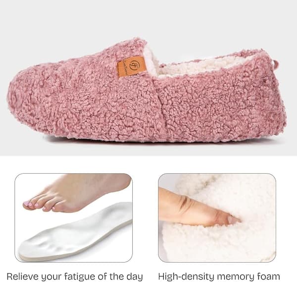 Fuzzy hjemmesko til kvinder, bløde, behagelige hjemmesko i imiteret lammeuld med memoryskum (Pink, 7/8 UK)