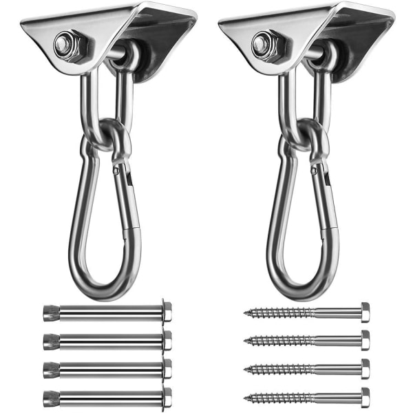 Svinghängare Krokar, Set med 2 Rostfritt Stål 180° Svängbara Hängkrokar med Karabiner