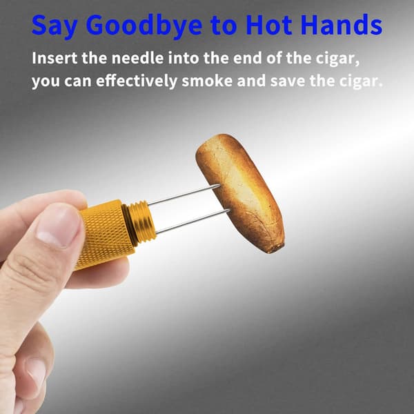 Cigar Punch 3-i-1 Multiværktøj med Trækforbedrer, Kutter og Dobbelt Buffer – Et Must-Have for Cigar-Entusiaster (Guld)