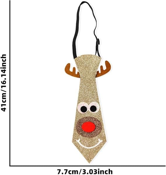 Kläddekorationer, Nyår Julslipsar, Tomtens snygga slips, för juldräktskul, (Leende älg)