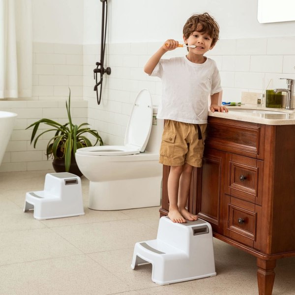 Tvåstegspall för barn och toddler, 2-stegspall för handfat, kök och toalett i badrummet