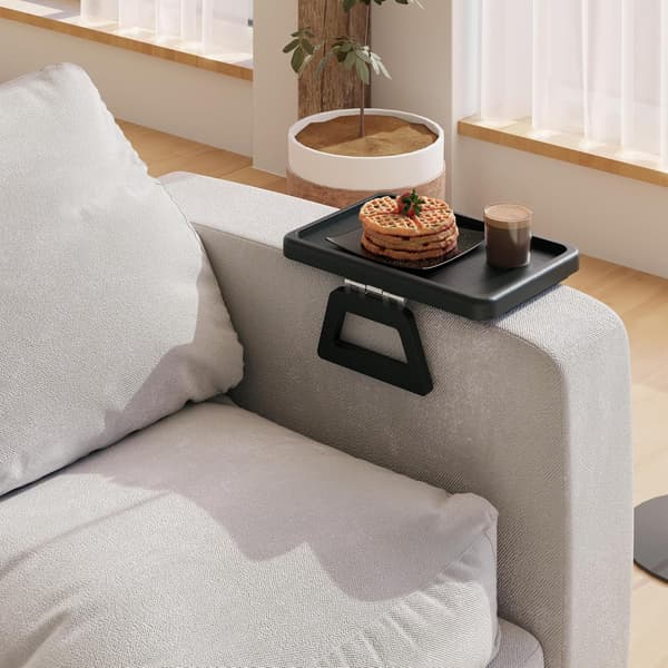 Træsofa armlæn bakke - Træ sideborde til små rum til spisning og drikke (rektangulær, sort)