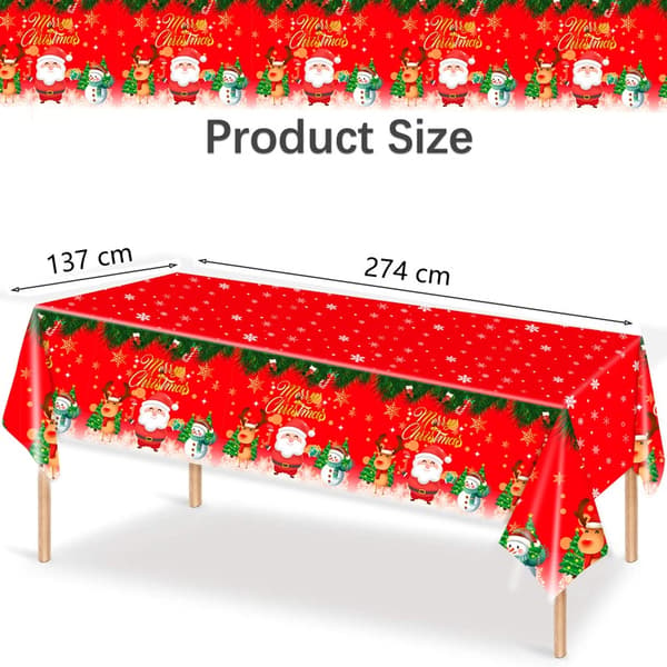 Röd fläckavvisande julduk i polyester, rektangulär, stil 1