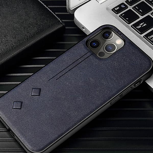PU Læder Blå Etui Kompatibelt Med iPhone 12 Pro