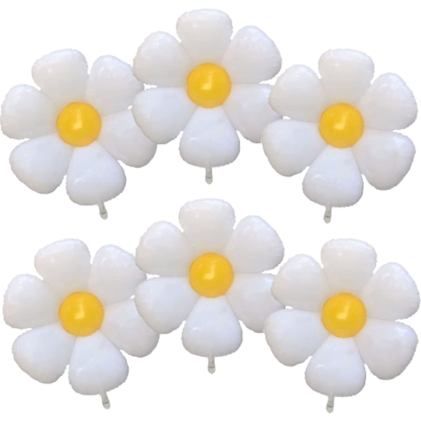 6-pack 74*80cm Valkoisia Daisy-Ilmapalloja, Alumiinifolio Suuri Kukka Muotoinen Ilmapallo, Syntymäpäiväteemainen Juhlan Koristelu (6 kpl Keskikokoisia)