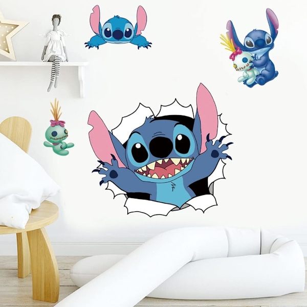 3D Nye Cartoon Vægklistermærker Søde Piger Vægklistermærke Selvklæbende Vægklistermærke til Pigeværelse Soveværelse Stue Kunst Hjemmeindretning（45X60cm）