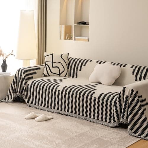 Sofabetræk, blødt, slidstærkt, vendbart chenille-sofabetræk, sofabetræk, ternet møbelbeskytter til 3-personers sofa (180*340cm)