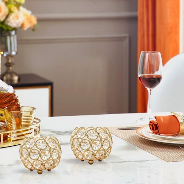 Tealight holder lysestage guld, krystal lysestage