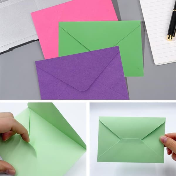 40-pack 15 * 10 cm Klassiska Kuvert med Flik, Kuvert för Smådelar, för Present (Kort Ingår Ej), Vit