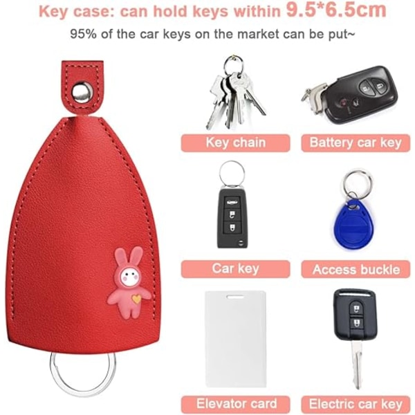 Nøgleetui, PU-lædernøglepung til bil, nøglering, personlig sammentrækkelig nøglepung til mænd og kvinder Set 4