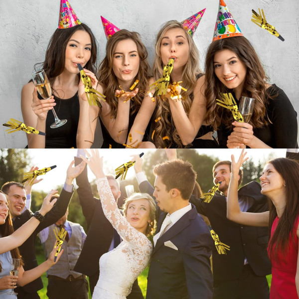 24 st partyljud, guld partyljud, partytillbehör, examensfestljud, glitterfest för födelsedag, sportevenemang, nyårsfest