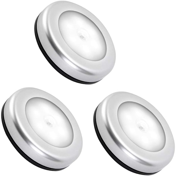 Nattlampa med rörelsesensor inomhus, LED-rörelsesensor batteridriven lampa för trappor, LED-belysning automatisk PÅ/AV 3M-tejp White light 3pc