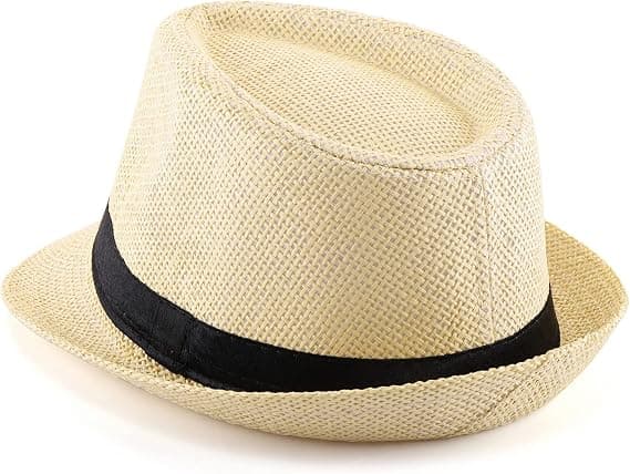 1 stk. Panama Sommer Fedora Trilby Stråhatte Solhatte til Mænd Kvinder Strandhat Klassisk (Beige)