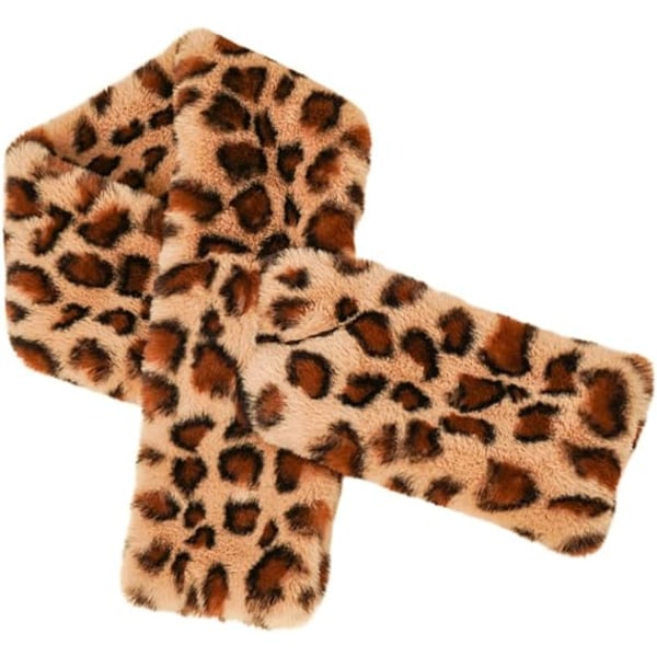 Imiteret pelshalshalstørklæde Gennemtrækstørklæde Smuthul tørklæde Leopardtørklæde Hals skuldertræk Blød Varm Hyggelig Tyk