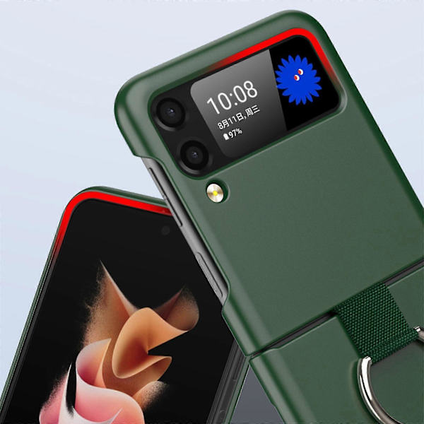 Sormipidikekotelo Yhteensopiva Samsung Galaxy Z Flip 4:n kanssa, jossa on rengasteline, Z Flip 4 PC himmeä kotelo Anti-lost