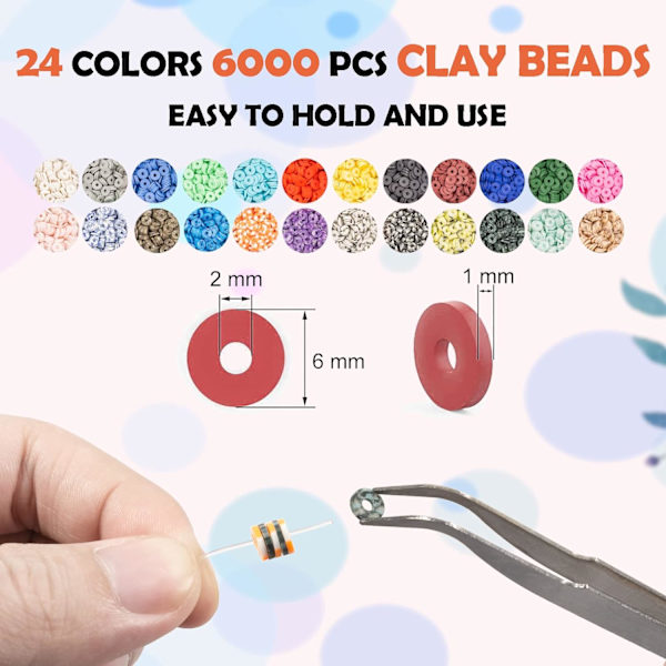8000 st lera pärlor 2 lådor armband gör-det-själv-kit - 24 färger polymer lera pärlor för armband gör-det-själv-set