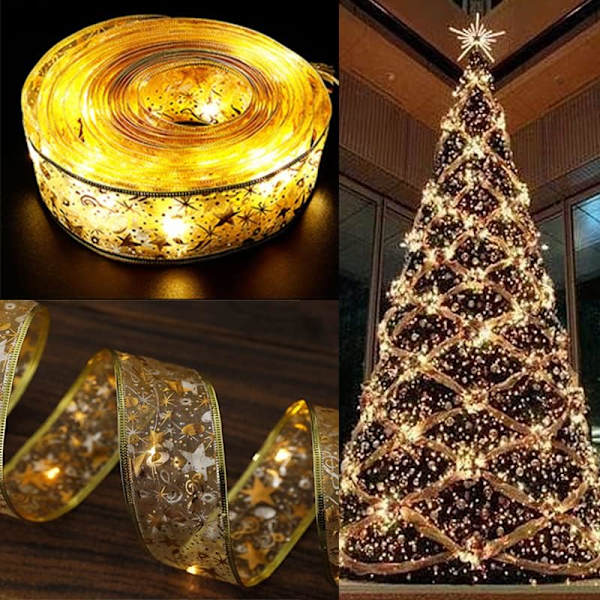 Julgransband med ljusslinga, 5 meter 50 LED julgransband ljusslinga