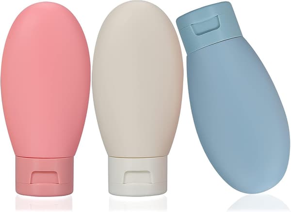 3 st 60 ml reseflaskor och behållare, små mini tomma plastflaskor för resetvål, schampo och balsam