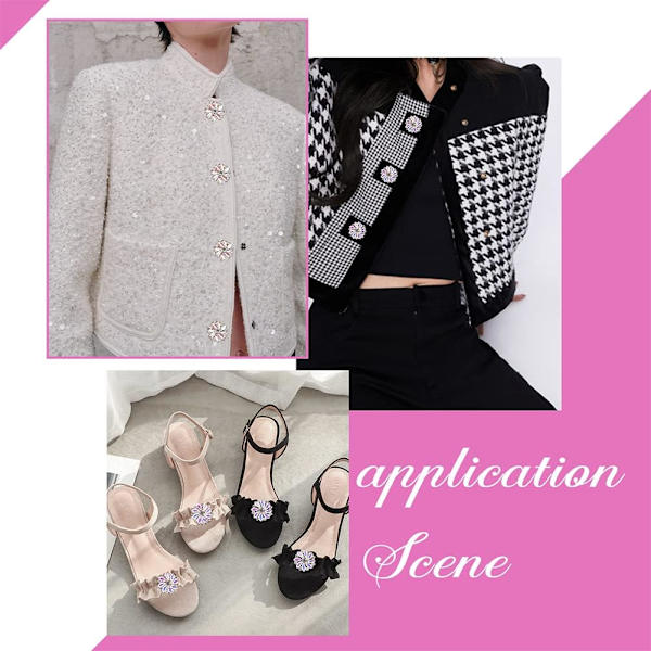 10 stk. 28MM Blomst Rhinestone Shank Knapper Krystal Sy På Knapper med 1 Hul og Flad Bagside, Rhinestone Snefnug Metal Knapper A