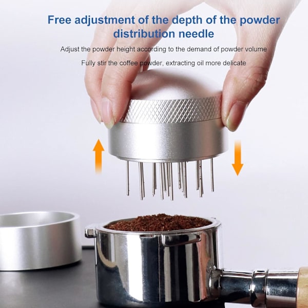 Espresso fordelingsværktøj, kaffenålefordeler med base, professionelt kaffeværktøj til espressofordeling, espressomixer (sølv) 51mm