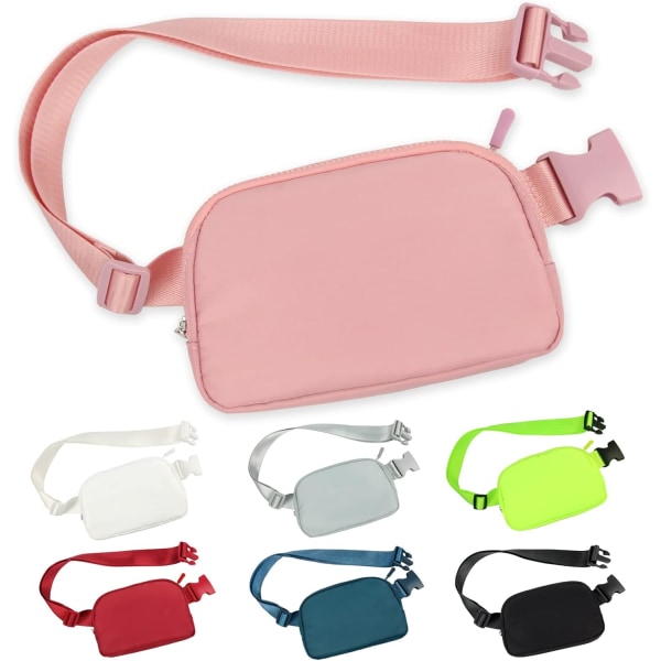 Crossbody Fanny Pack til kvinder og mænd, Everywhere bæltetaske med justerbar rem, til udendørs vandreture, løb, rejser og afslapning pink