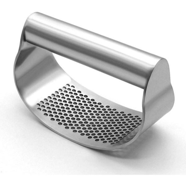 Garlic press stainless steel, fruit crusher, comfortable handle, porous surface, easy to use and clean,