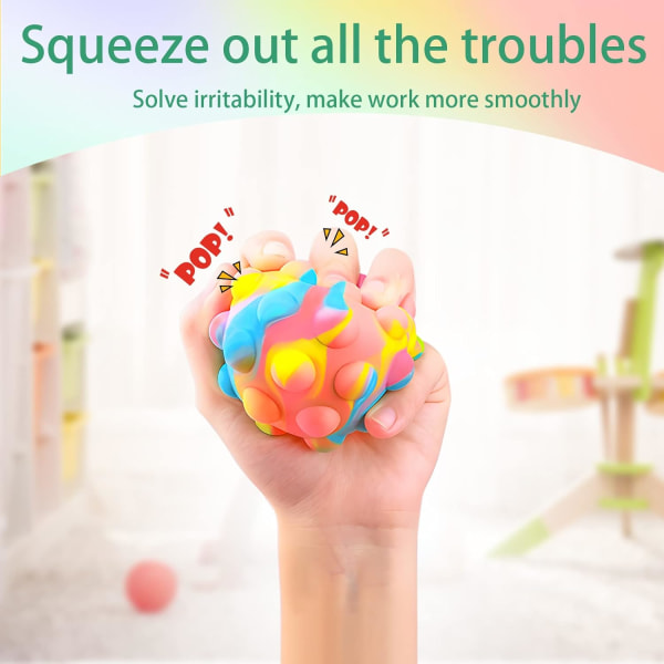 Stress relief Fidget Toys, Stretch Push Pop-leksaker Rainbow Squeeze Balls, Ångest Artrit Handövningar för vuxna barn (Färgglada)