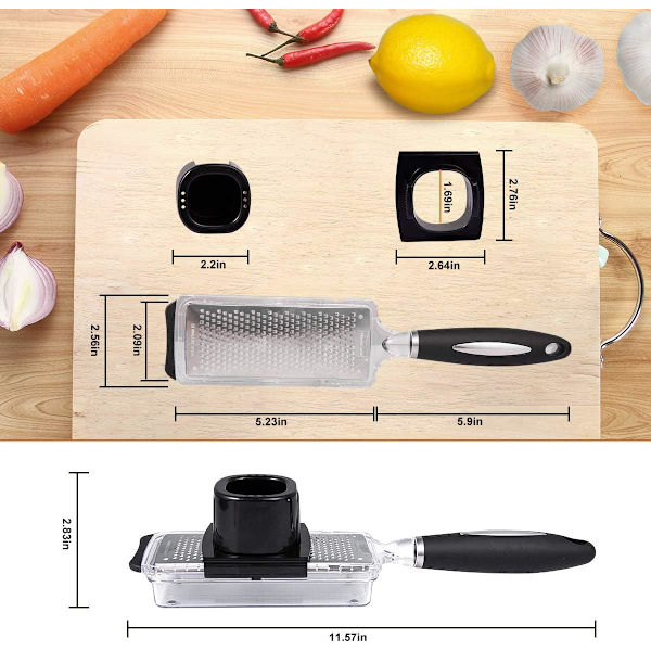 Ingefærrivejern Værktøj Ostrivejern med Håndtag Citron Zester Catcher Premium Rustfrit Stål Mini Rivejern med Beholder