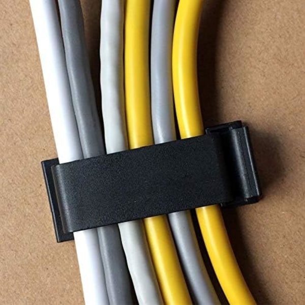 50 st självhäftande kabelhanteringsklämmor, kabelorganisatörer kabelklämmor sladdhållare för TV PC Ethernet-kabel under skrivbordet