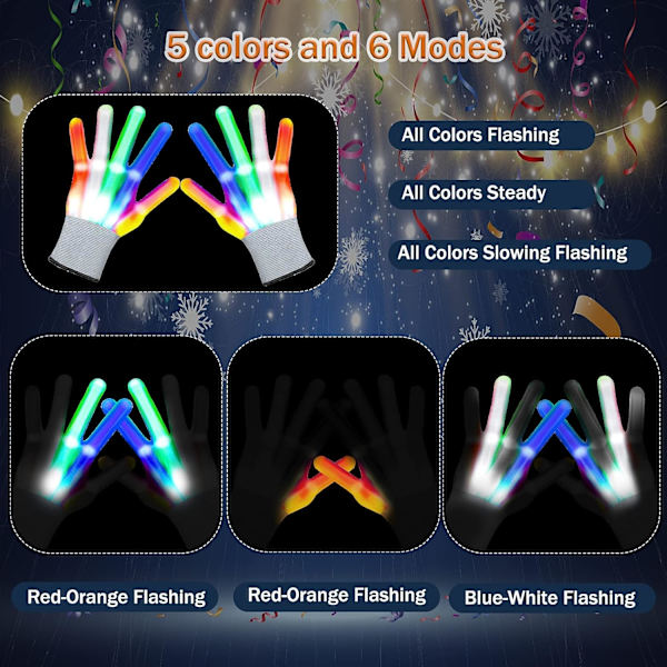 Blinkande LED-handskar Halloween Jul Strumpfyllnad Coola Leksaker för Presenter till Flickor Pojke Lysande Handskar Lysande Kostym Klubbfestpresenter