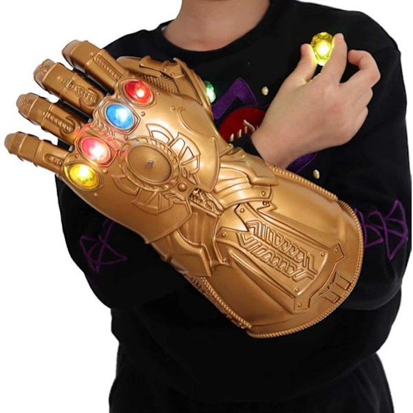 Thanos Gauntlet LED Lysende Hansker for Barn og Voksne Thanos Gauntlet med Infinity Stones Power Glove med Edelstener Halloween Cosplay Party Rekvisitter
