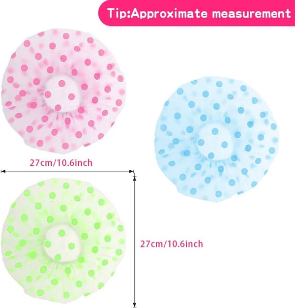 Duschmössor 3-pack, Vattentät duschmössa för kvinnor Återanvändbar duschmössa med elastiskt band, Stora plasthattar