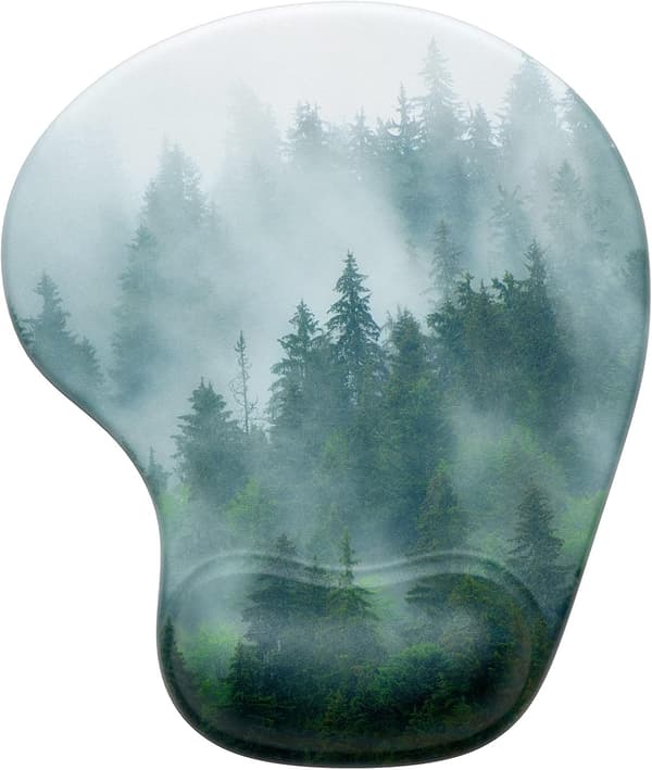 1 stk. Ergonomisk musemåtte med håndledsstøtte, gel musemåtter med skridsikker PU-base, smertelindrende memory foam musemåtte, Black Forest