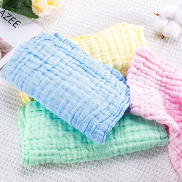 8 stk Muslin Baby Vaskekluter, 25x25cm Vaskbare Myke Bomulls Baby Ansiktshåndkle Baby Bomulls Swaddles