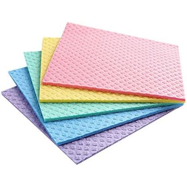 Uudelleenkäytettävät puhdistusselluloosasienet, imukykyiset pyyhkeet, puhdistaa keittiön, auton, astiat, ympäristöystävällinen tiskirätti, käsipyyhe, auto - 1 pakkaus (5 kpl)