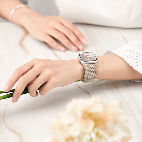 Flätat armband kompatibelt med Apple Watch-rem för kvinnor och män, stretchigt armband elastiska sportarmband för iWatch SE Series 9 8 7 6 5 4 3 2 1 42/44/45/49MM