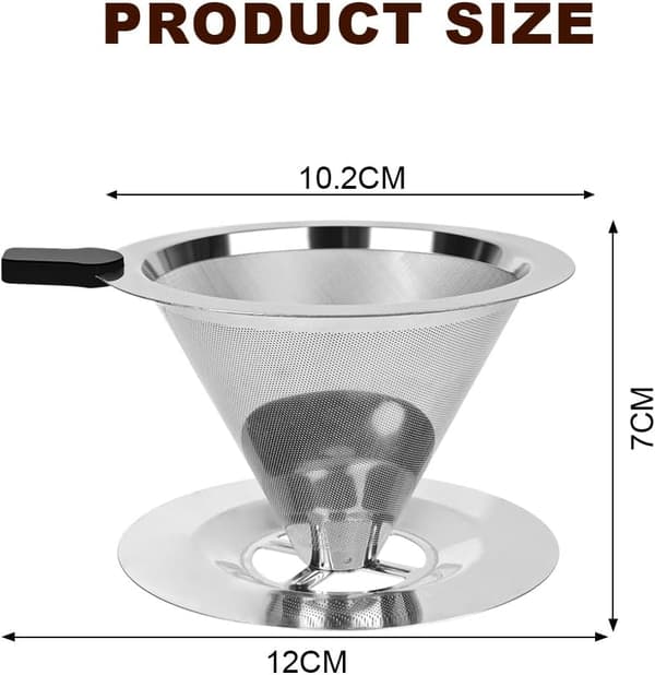 Genanvendeligt kaffefilter i rustfrit stål, papirløst kaffefilter, holdbart kaffefilter, ideelt til drypkaffe