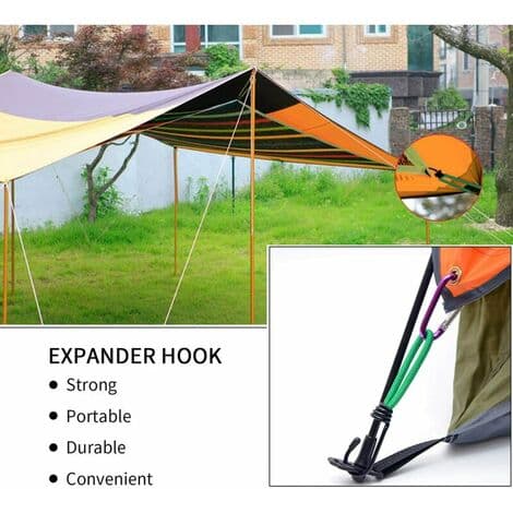 12 st Bungee Hook, Tarp Bungee Hook Elastisk Bungee Snören Camping med Hook, Bungee Rem för Presenningar