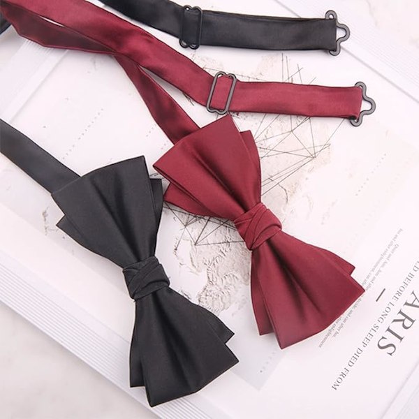 Herrar Förbundna Flugor Batwing Fluga med Justerbar Hakkrok Wine red