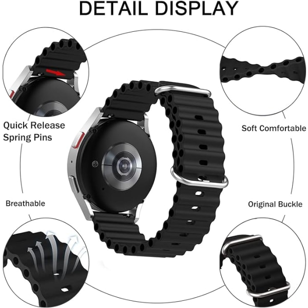 2-pakning Ocean Sport Band for Samsung Galaxy Watch Band Soft Silicone for Galaxy Watch 5 Pro/Galaxy Watch 4/Galaxy Watch Active 2/Gear Sport