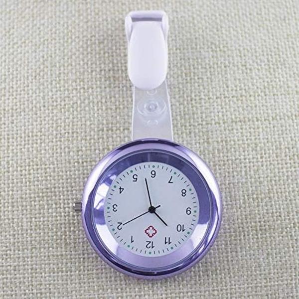 Sjuksköterska klocka brosch silikonklämma infektionskontroll design sjuksköterska läkare sjukvårdare brosch fob klocka（lila）