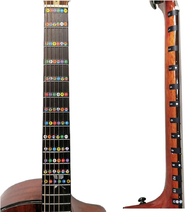 Gitarrgreppbrädesdekaler Greppdekaler för Akustisk Gitarr Basgitarr Notdekaler Ackorddekaler för Barn Nybörjarinlärning 2PC