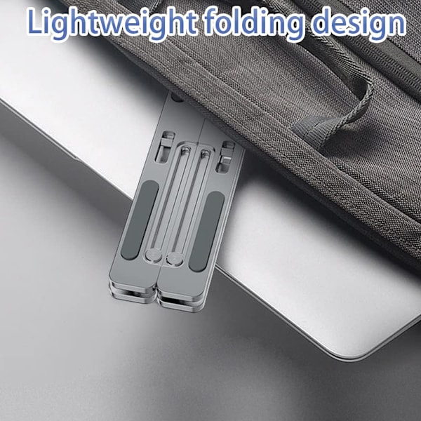 Grå Laptop Stativ, 7 Nivåer Höjdjusterbart Laptop Stativ Skrivbord, Aluminium Ventilerat Kylstativ Laptop Riser, Silikon Halkskydd Notebook Riser