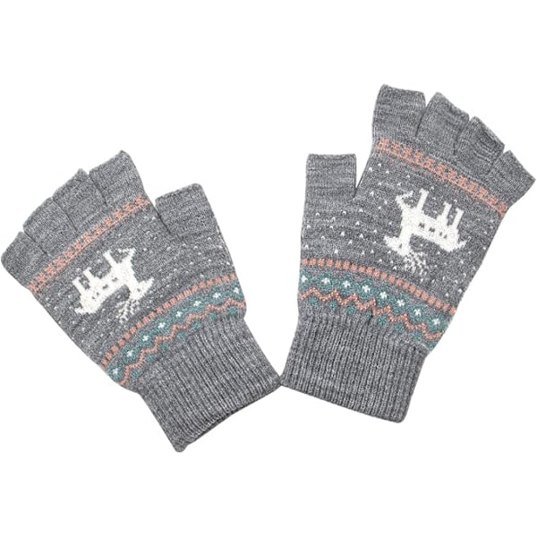 Unisex Vinterhalvfingerhandskar Varma Vinter Pekskärm Handskar Stretch Stickade Skrivhandskar Gray