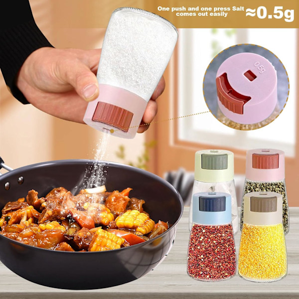 Set med 4 kryddflaskor, kryddburkar kvantitativ kryddhylla, kryddförvaringsbehållare 180 ml kryddflaskor, för kök, salt, svartpeppar, kryddor