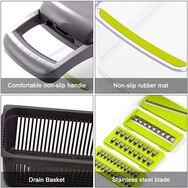 Vegetabilsk Hakker Slicer, Madhakker Multifunktionel Udskiftelige Klinger Ost Rivjern Tomat Frugt Salat