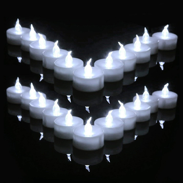 LED-fyrfadslys, 12 stk. Flammeløse stearinlys med batteridrift, til jul, bryllup, fødselsdag, Halloween-gaver, boligindretning i kølig hvid