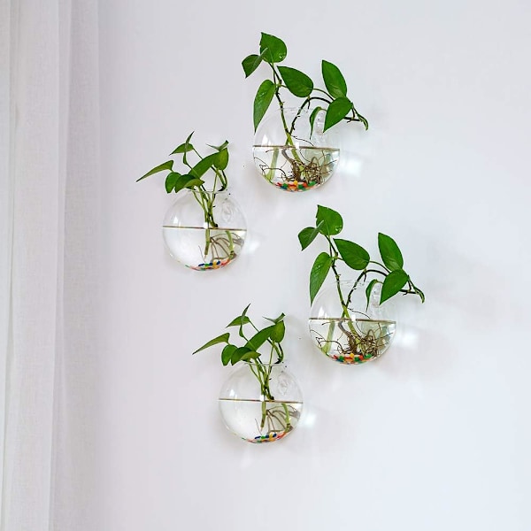 Glasvägghängande Planterare 2 st Sfärisk Form Växtkrukor Terrarium Behållare Vas Med 10CM Färgglada Inomhus Utomhus För Ditt Hem Trädgård Bröllop
